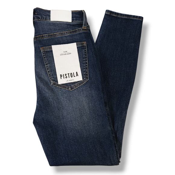 Pistola Aline High Rise Skinny Ankle Jeans Leather Piping Dark Wash NWT 26x27 - Picture 2 of 11